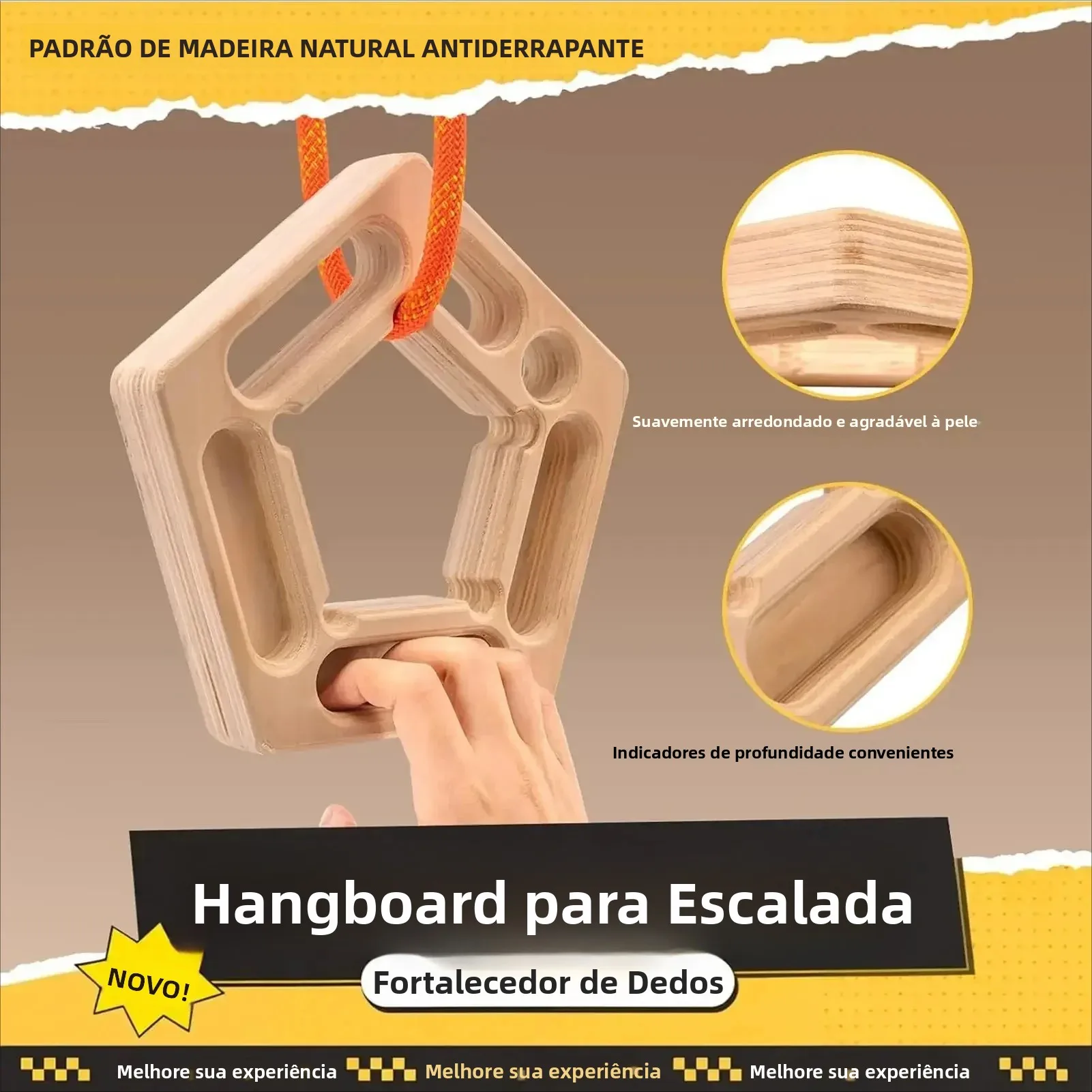 Barra de Exercícios para Treinamento de Força de Dedos e Antebraço, Prancha Suspensa para Escalada ao Ar Livre, Ferramenta de Prática de Escalada