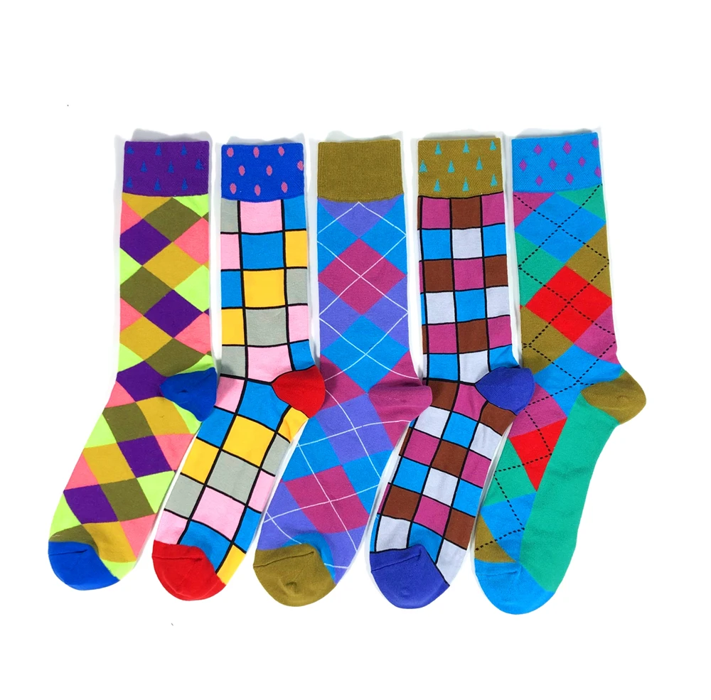 Men Cotton Fashion Color Pattern Happy Unisex Novelty Fun Dress Women Socks