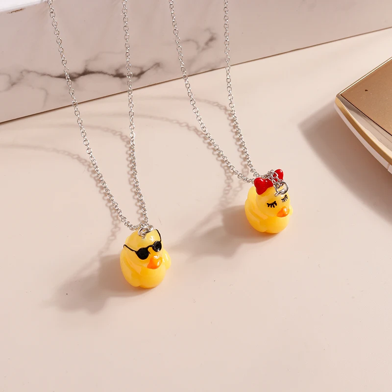Aihua Neue 3D Cartoon Gelbe Ente Halskette für Frauen Kinder Tier Bowknot Sonnenbrille Ente Halskette Alles Gute Zum Geburtstag Schmuck Geschenke – Detail 2