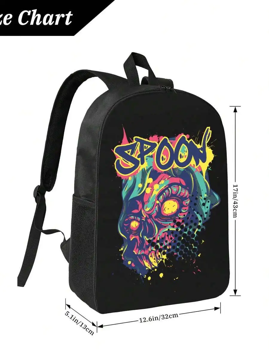 Anime Style Skull Print Backpack For Adults Large Capacity 17 Inch Laptop Bag
