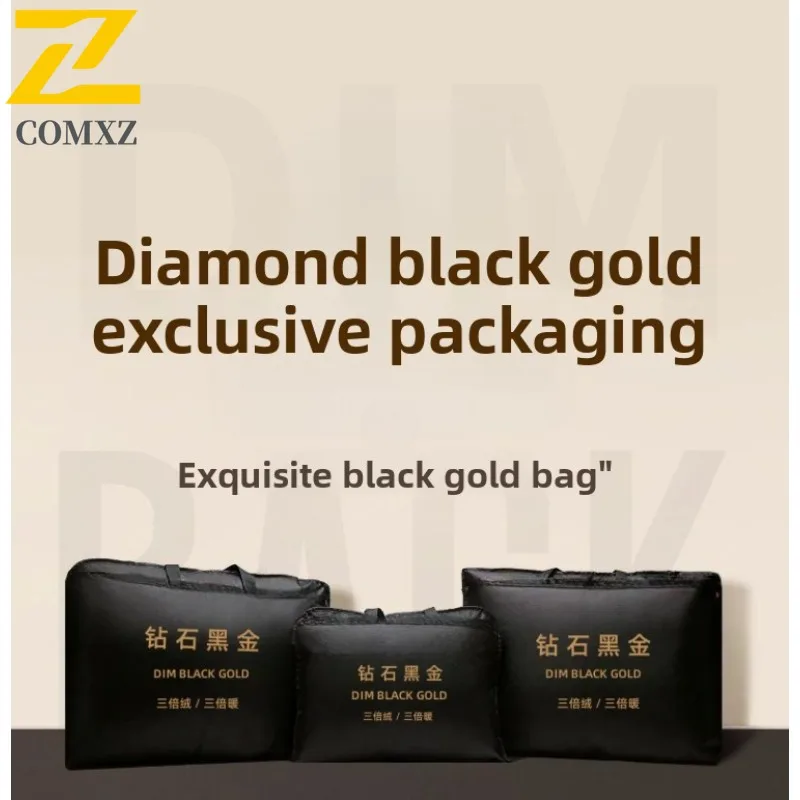 COMXZ 2025 Winter Couple Graphene Diamond Black Gold Down Jacket Thickened Warm Trendy Casual Waterproof Coat with Bag