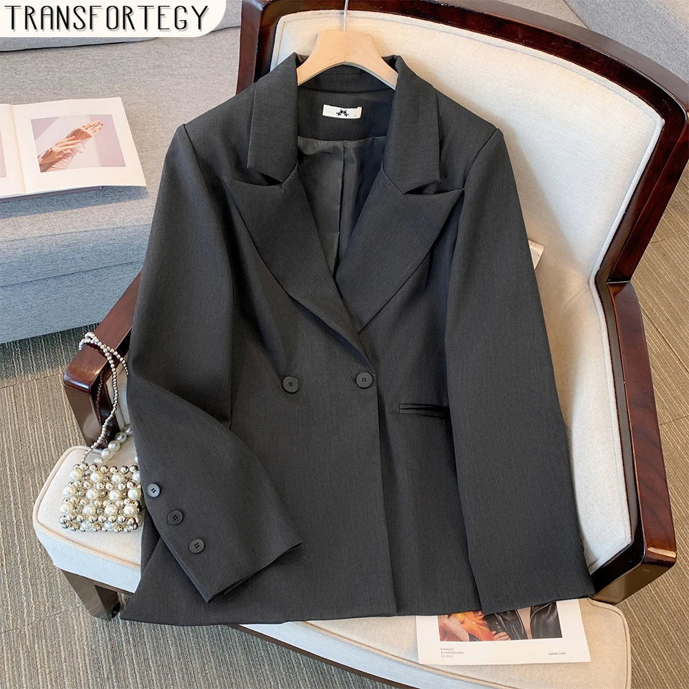 Plus size women's Autumn/Winter Casual blazer loose comfortable grey commuter coat 2024 new women's clothing large size suit top