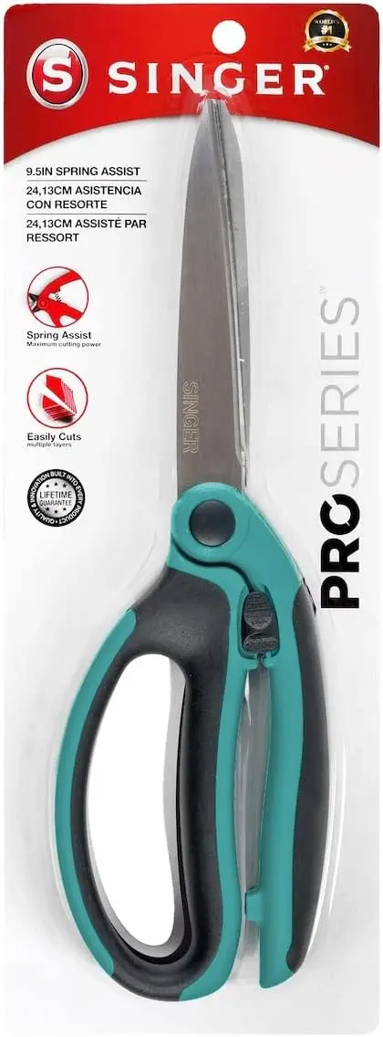 

9.5-Inch Spring Assist Scissors with Comfort Grip, Teal - Heavy Duty for Sewing & Crafting