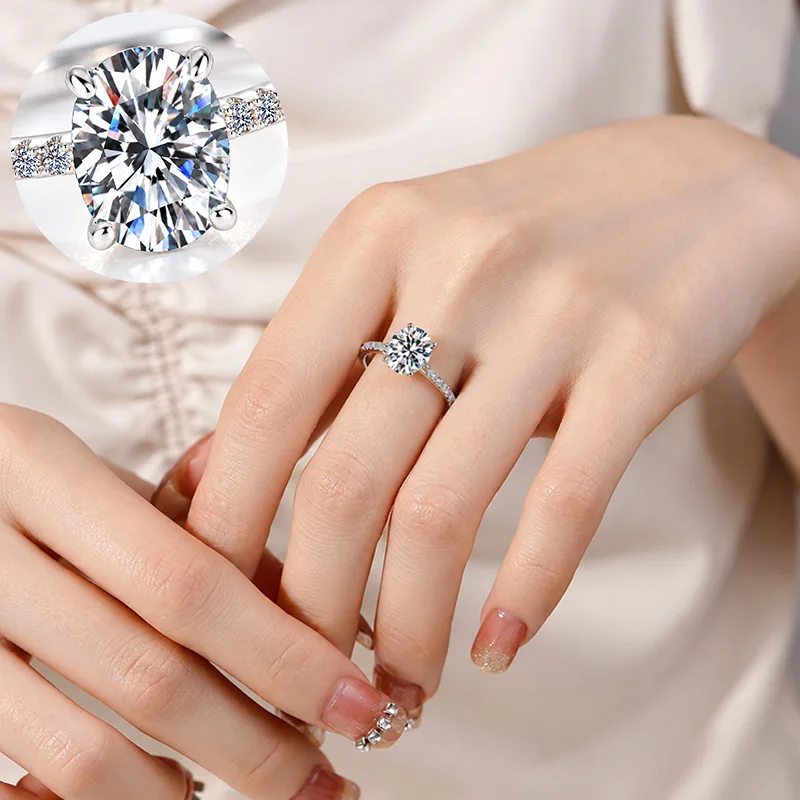 Oval Radiant Moissanite Rings for Woman 925 Sterling Silver Jewelry Gift Woman's Wedding Moissanite Diamond Ring
