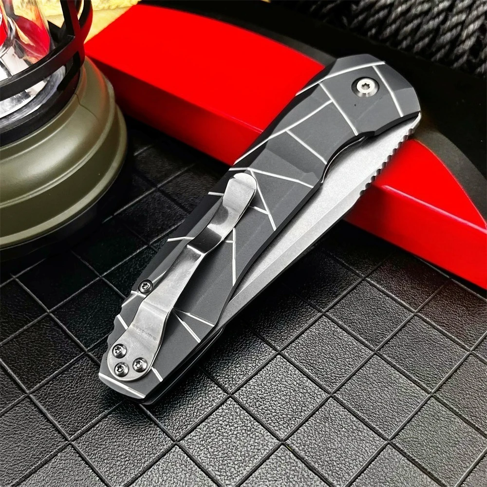 C199 سكين للفرد للتخييم في الهواء الطلق المشي لمسافات طويلة الصيد التكتيكي EDC سكين جيب D2 شفرة مقبض ألمونيوم سكين الصيد المحمولة #5