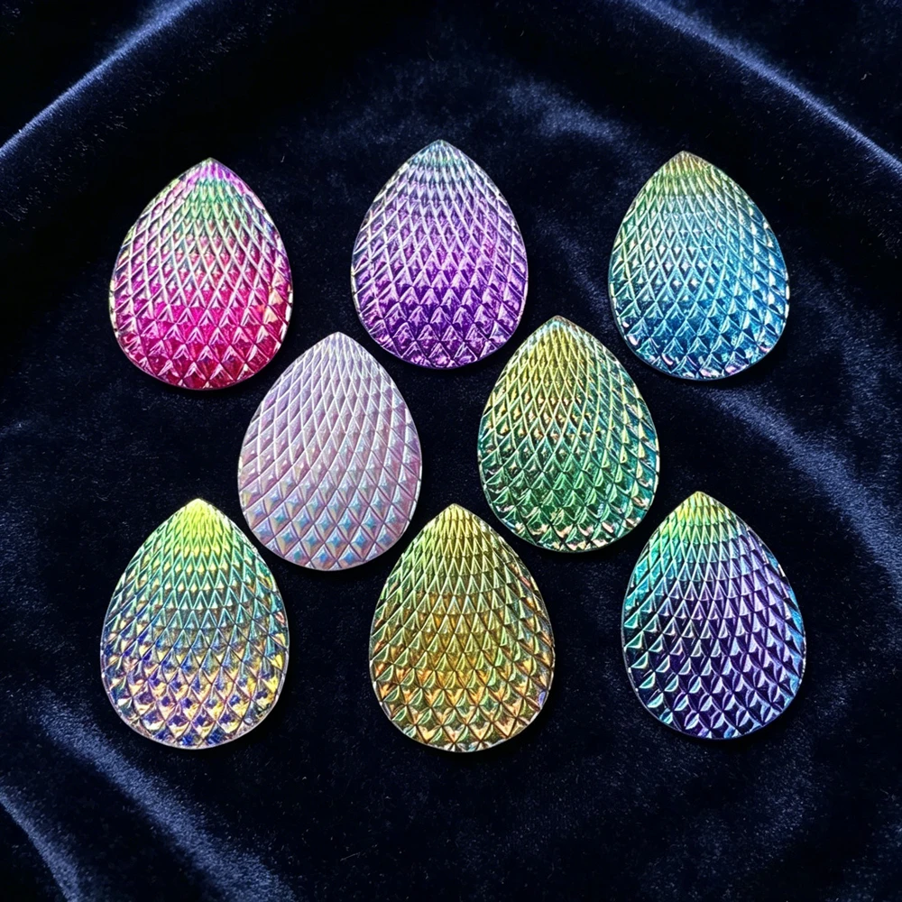 6pcs/lot Large shell surface drop shape resin flat back Aboriginal earrings decorative Rhinestone DIY jewelry accessories