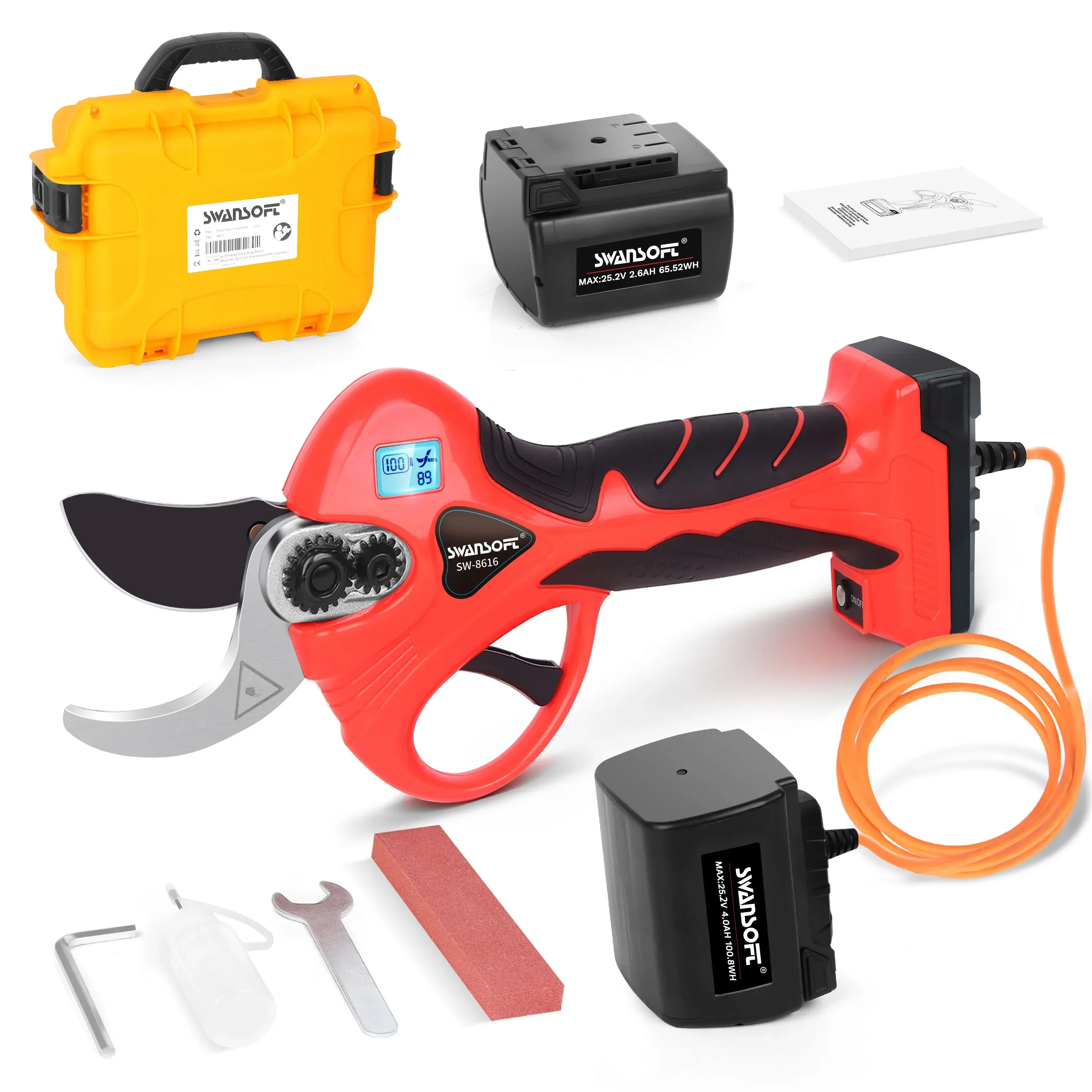 Swansoft 36mm cordless battery powered electric pruner with 25.2V Li-battery SW-8616