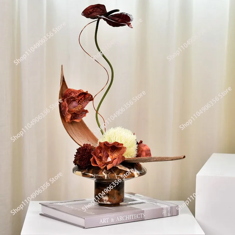 

Комбинация для дома и отеля: мраморный цветочный орнамент и моховой ландшафт в новом китайском восточном стиле эстетики династии Сун