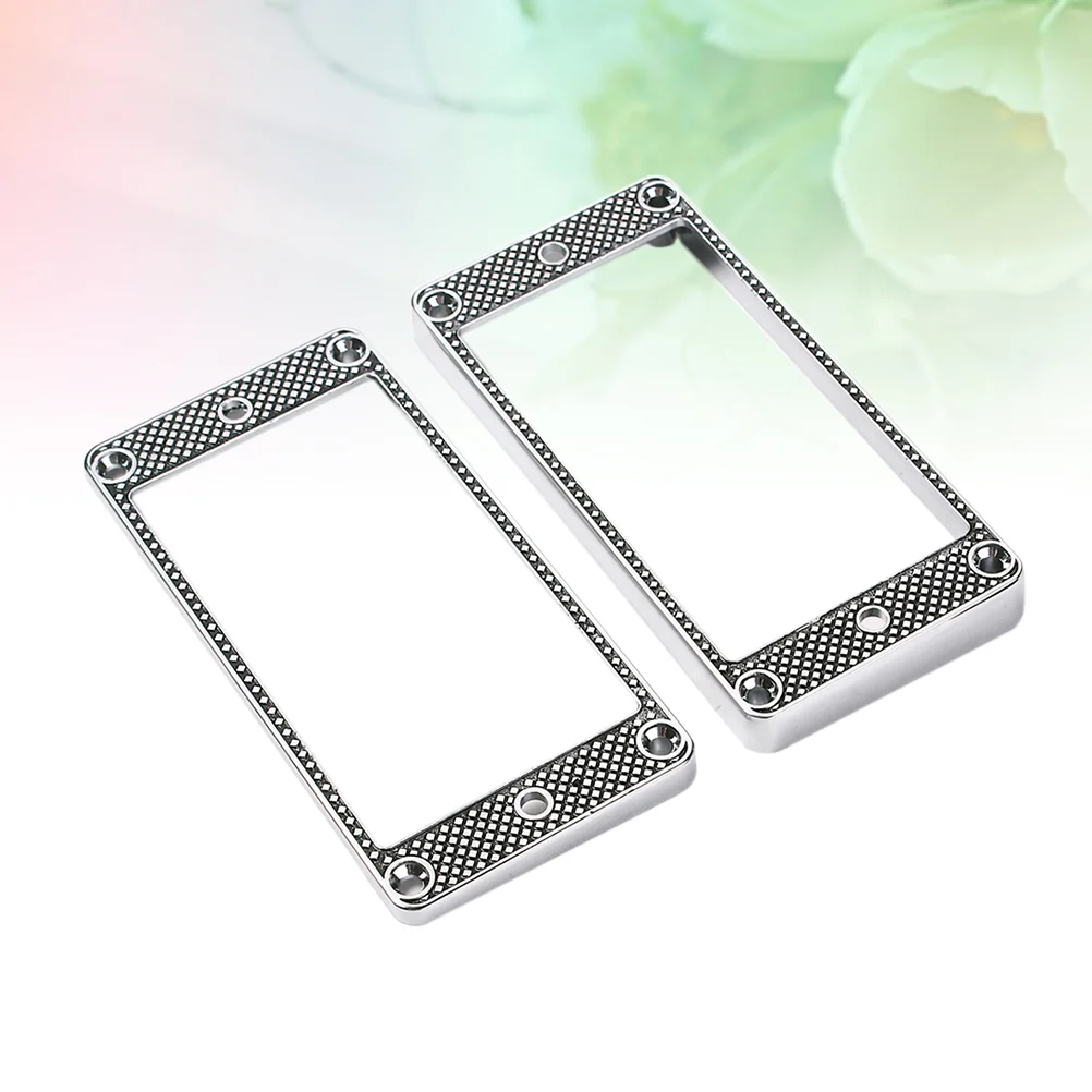 

2pcs Metal Electric Guitar Pickup Humbucker Arch Tops Mounting Ring Frame Musical Instrument Accessory GB301F (Silver)