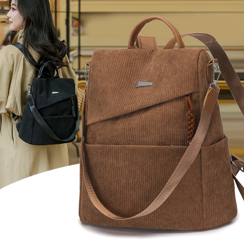 

Модный винтажный нейлоновый рюкзак для женщин, легкий повседневный рюкзак большой вместимости, модный для девочек, однотонный дорожный кошелек