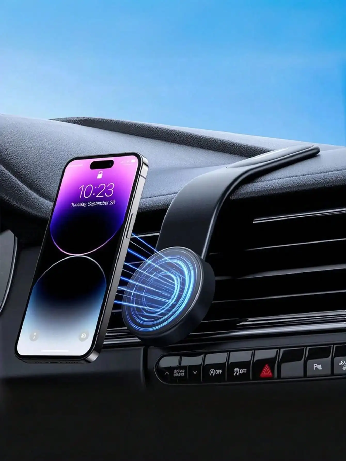 Magnetic Car Phone Holder With Adjustable Aluminum Arm – Universal Dashboard & Vent Mount, One Size Fits All JJ3237UE