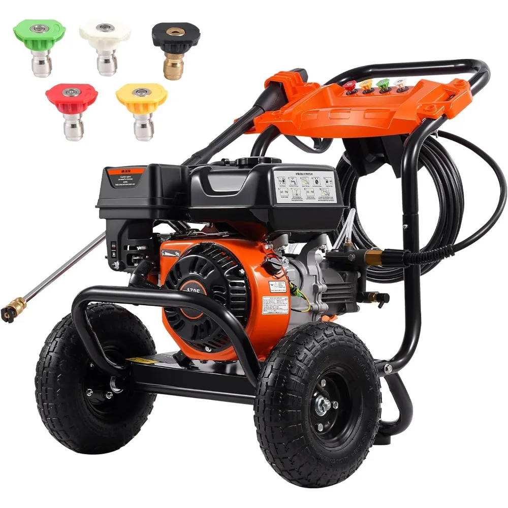 

VEVOR 3500 PSI Gas Pressure Washer with 2.6 GPM, Aluminum Pump, Spray Gun, Extension Wand, and 5 Nozzles