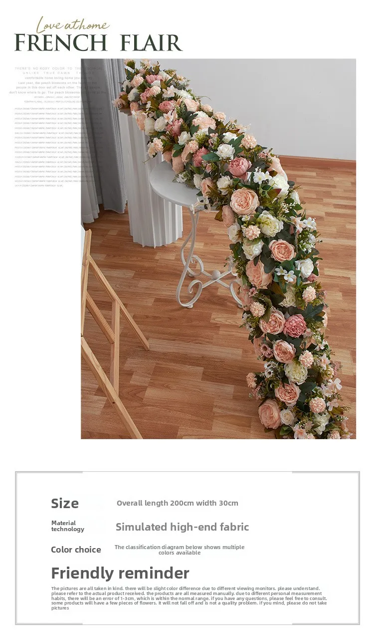 2M Orange Europäische Künstliche Rosenblumenreihe Hochzeits-Hintergrund Bogen Blumen-Läufer Schaufenster Ausstellung Event-Dekoration Großhandel – Detail 2