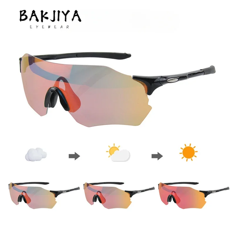 BAKJIYA New Outdoor Cycling Photochromic Goggles UV400 Men Women Road Mountain Sports Riding Eyewear Classic Bicycie Sun Glasses