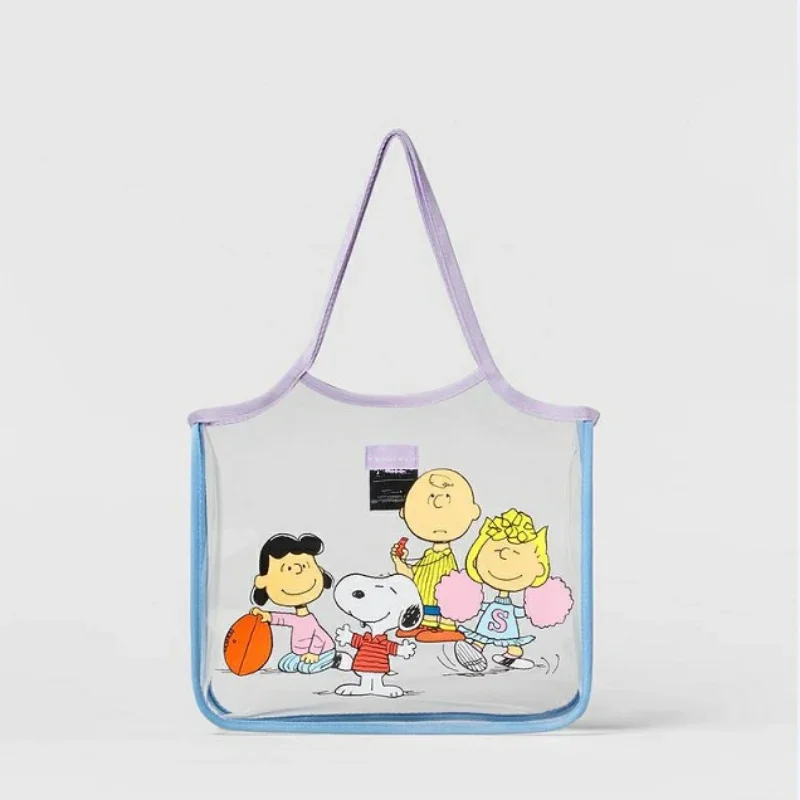 Snoopy Casual Large Capacity Shoulder Bags Shopper Transparent Fashion Harajuku Zipper Print Ulzzang Handbags Cheap Women