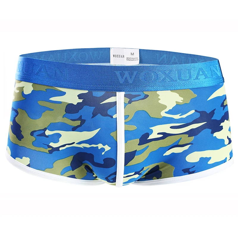 

Men's Boxer Briefs Camouflage Flexible Wide Waistband Male Sports Trunks Military Seamless Breathable Low Waist Underwear