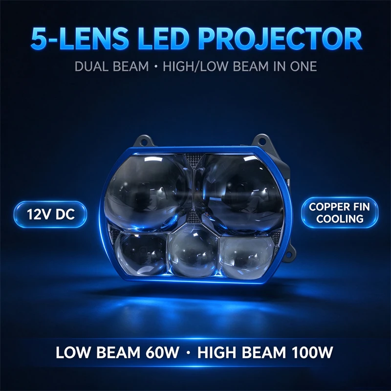 320W Five Lens LED Headlights Dual Beam Projector Up and Down Laser Headlights Upgraded Ultra Bright General Motors Lights12/24v