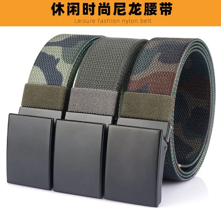 Men's Nylon Belt, Middle aged Canvas Belt, Alloy Smooth Buckle, Casual Pants Belt, Young Trendy Belt