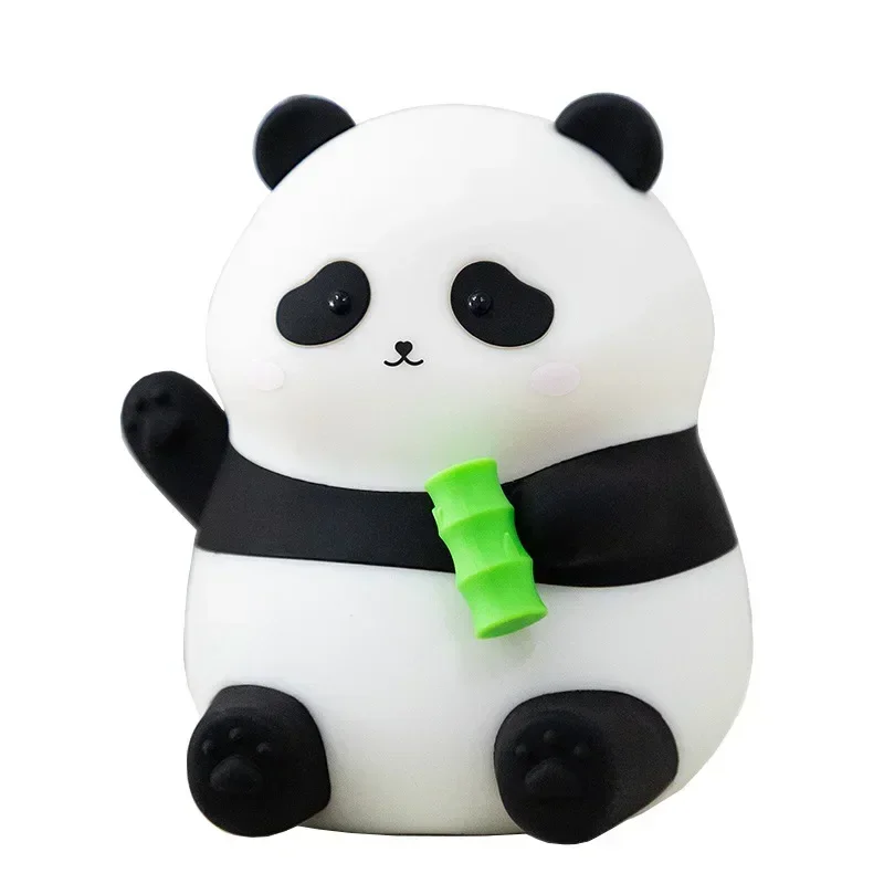 Cute Panda Cartoon Animals Silicone Lamp LED Night Light USB Rechargeable Timing Sleeping Lamp Bedroom Decoration for Children