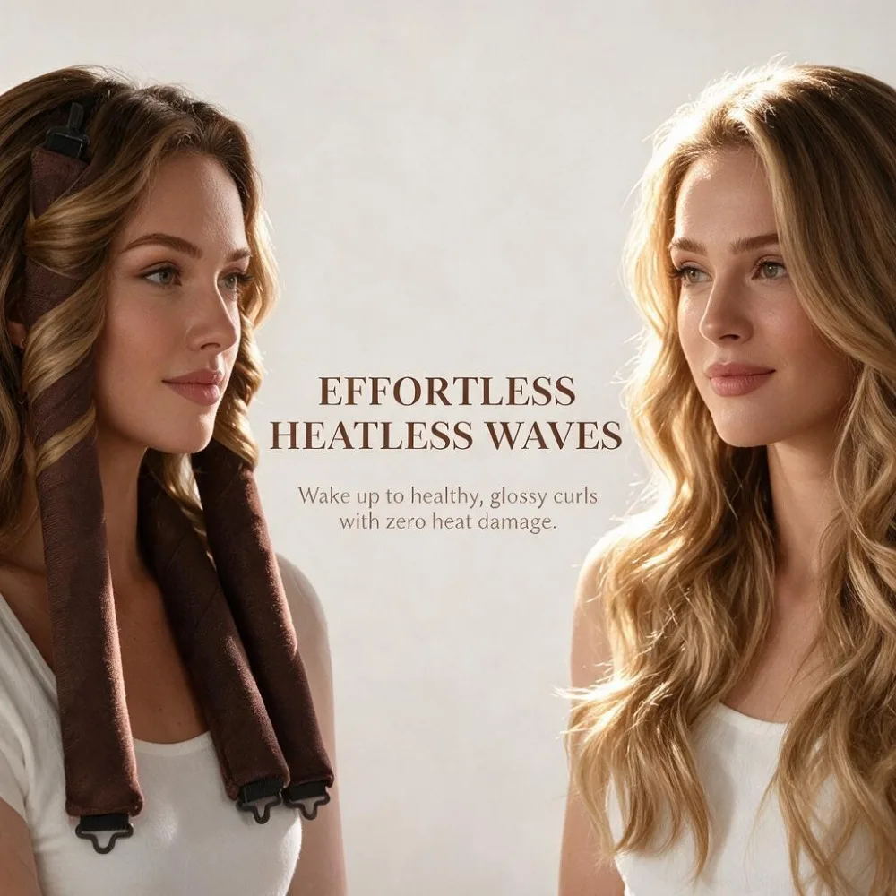 Heatless Hair Curler 27cm Sleep-friendly Heatless Curling Wand 3.5 Diameter Large Wave Curling Wand 1 Set