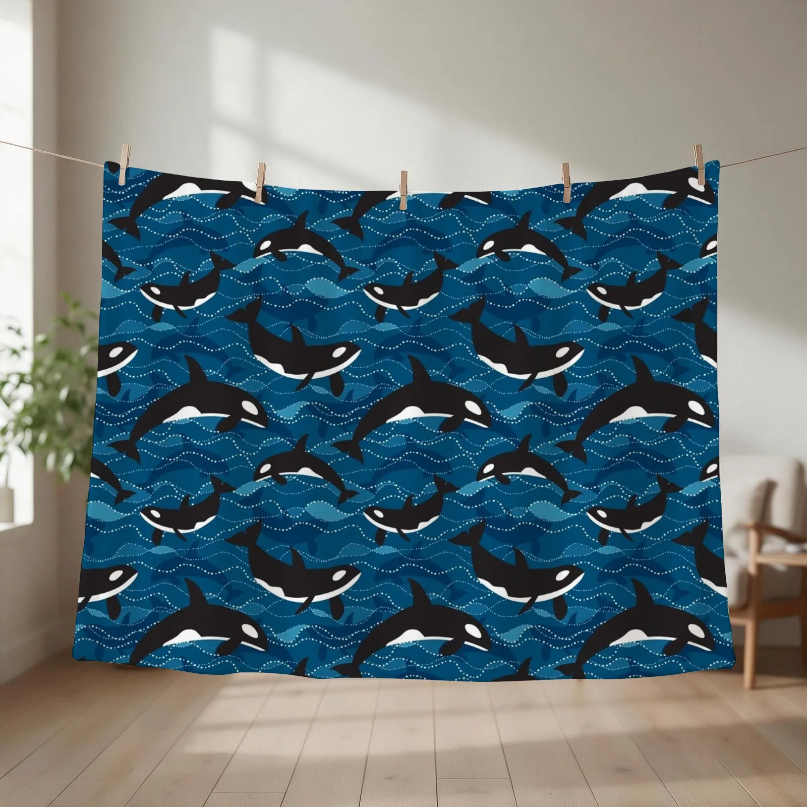 Deep Sea Orca Throw Blanket blankets and throws Cute for sofa funny gift Blankets