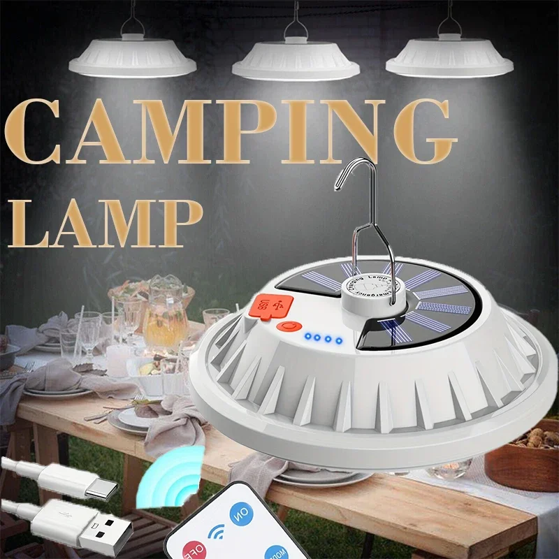 

Portable Solar Lantern w/Remote Control,5 Modes,Rechargeable,Power Bank,IP68 Waterproof,Hook,Camping Fishing Emergency Indoor