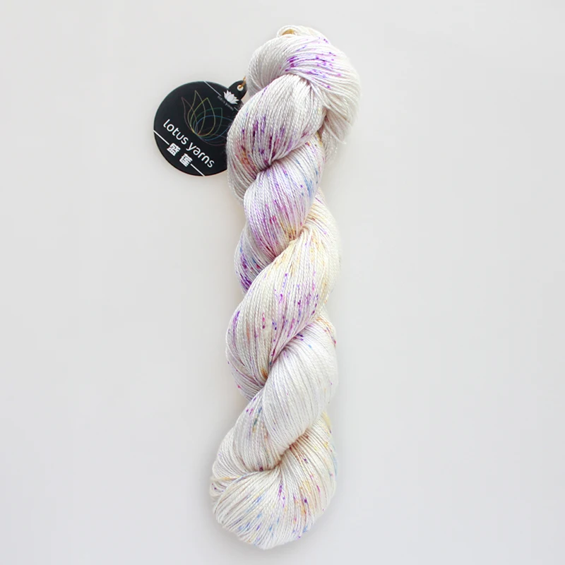 1 piece 50g Handpainted Lotus Yarns Silk 8 Soft Shiny Lace Weight Yarn, Cool and Skin Friendly Summer Yarn