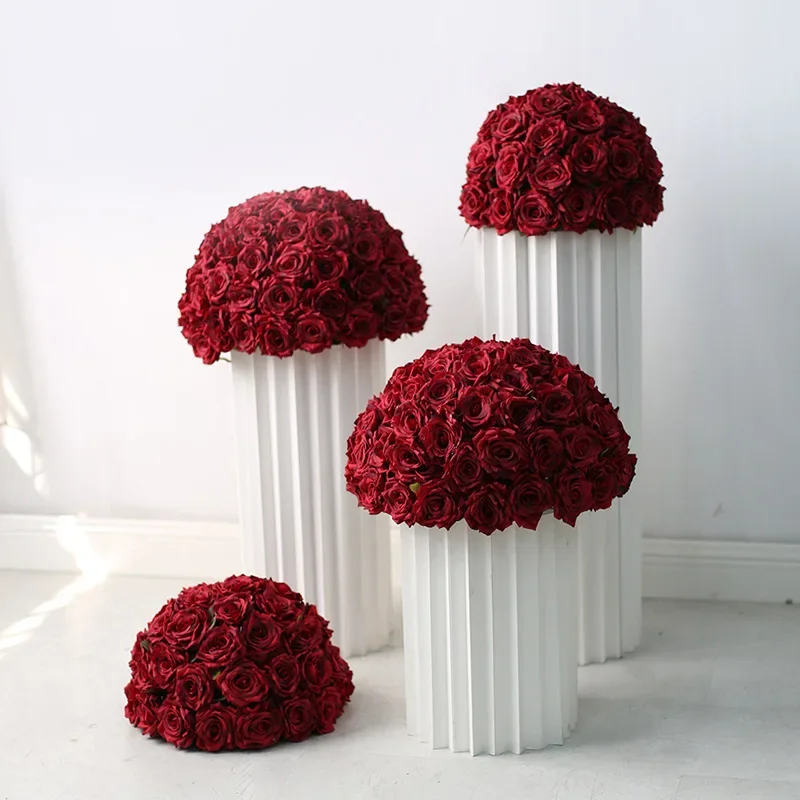 

Red Rose Artificial Flower Ball Wedding Celebration Background Activity Party Decoration Road lead Photo Props Window Display