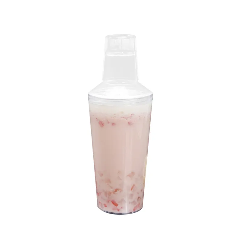 10pcs clear transparent disposable yogurt bottle 550ml cold drink juice ice coffee milk tea packaging cup with lid camping party