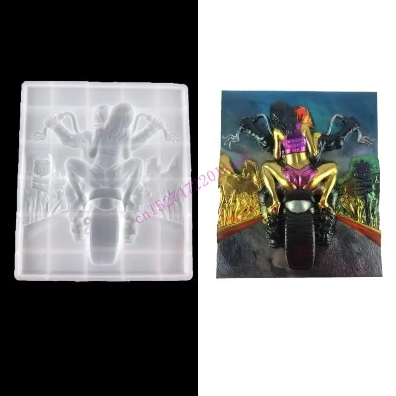 

M76B Motorcycle Girl Decor Mold DIY Desktop Ornament Pendant Jewelry Epoxy Resin Mold