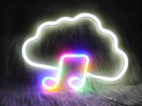 Cloud musical note LED neon light, USB or battery powered creative  light gift bedroom gaming area, music party novel lighting