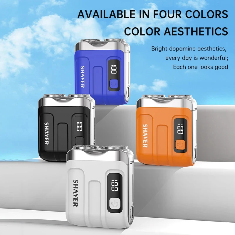 Mini Smart Shaver Dual Blade Beard Trimmer Digital Display for Home Car Travel Portable Grooming