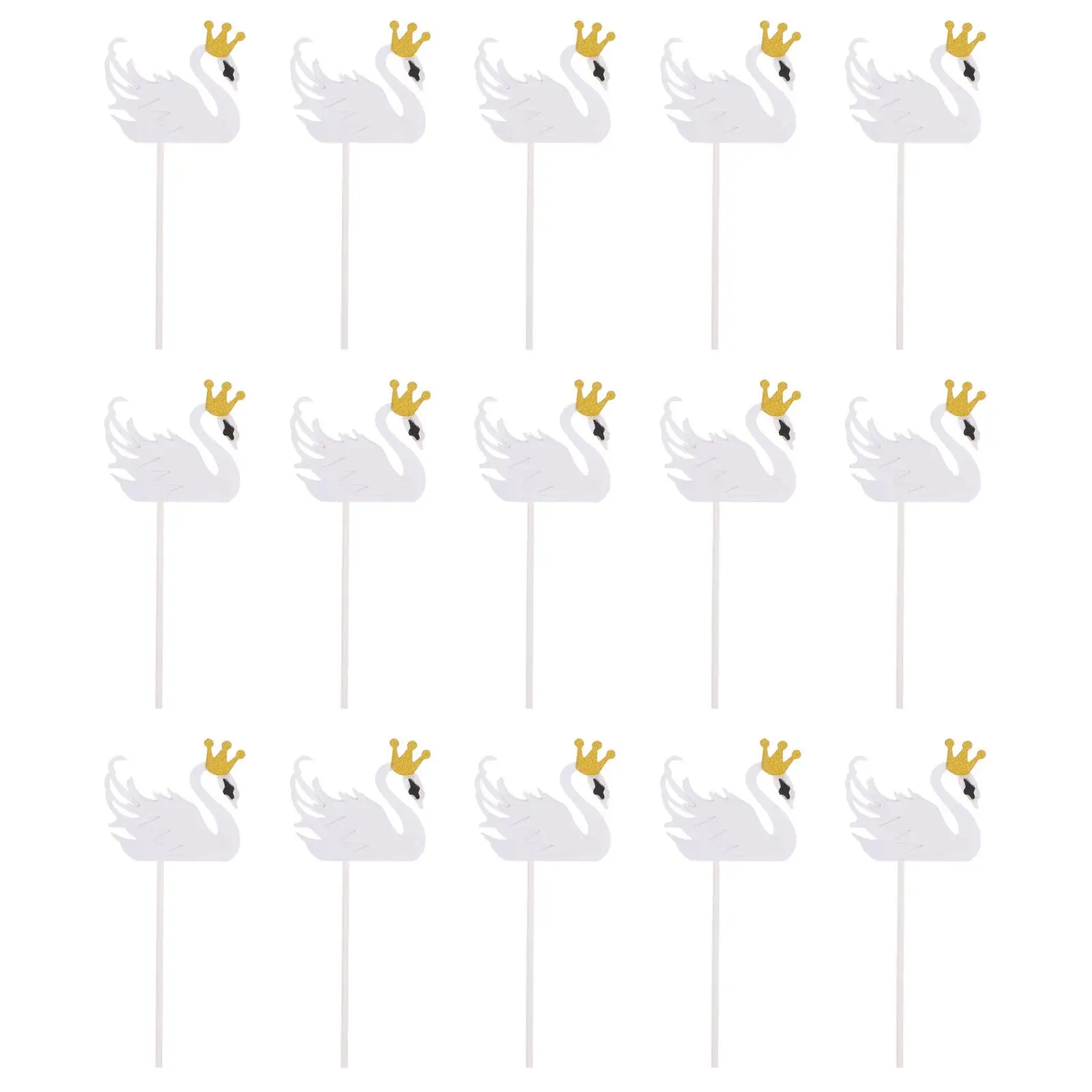 

15 Pcs Cake Decorating Picks Swan Toppers Dessert Decorations Birthday Cake Topper Lightweight Compact Size Practical Convenient