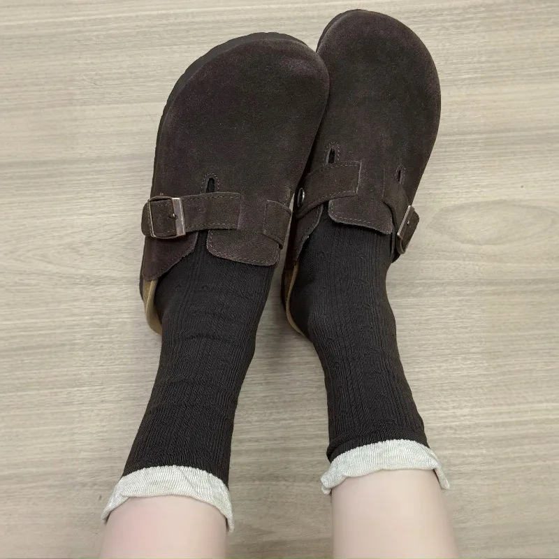 1 paire hiver marron coton chaussettes printemps automne mi-mollet longueur Coquette froufrous chaussettes blanc Slouch chaussettes pour les filles de haute qualité