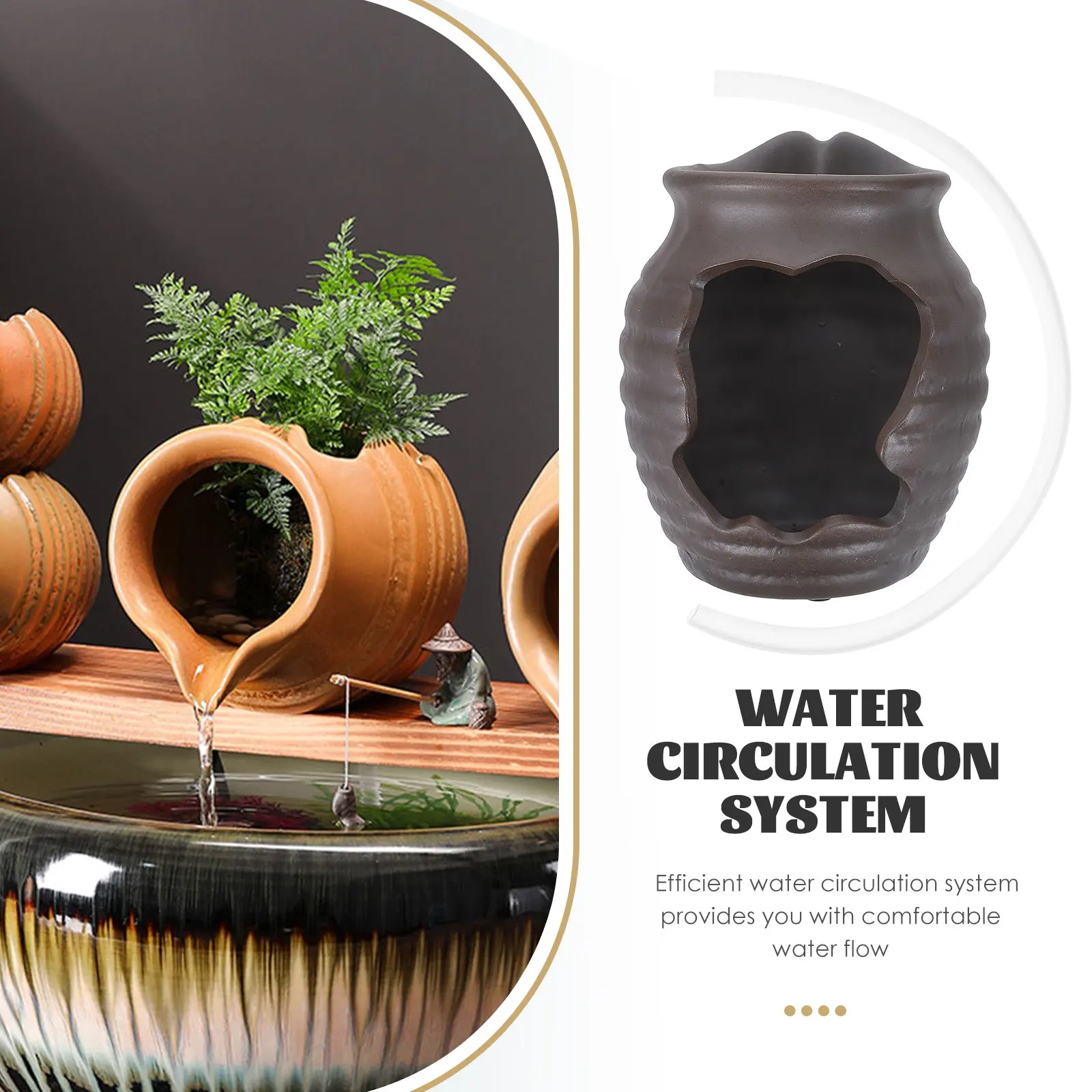 Creative Ceramic Jar Fountain Decor with Natural Water Flow for Garden Outdoor Landscape Waterfall Circulating Fountain Jar