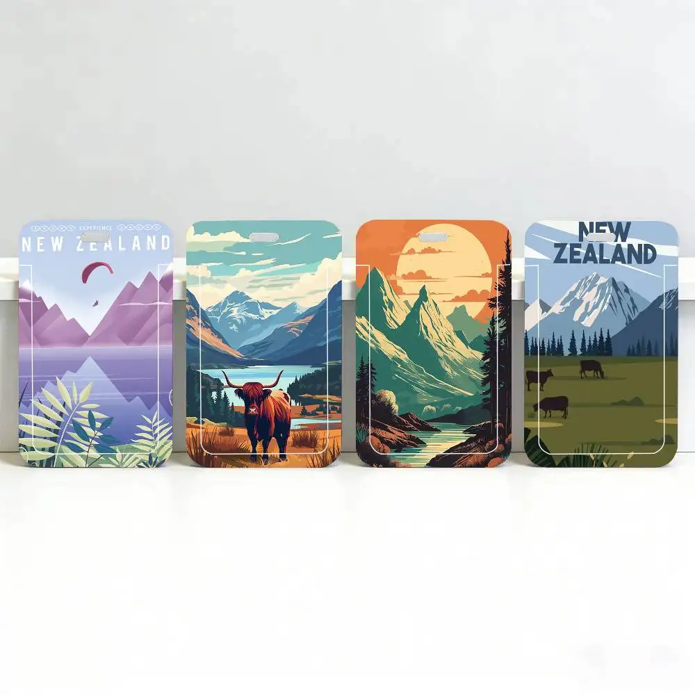 

New Zealand Landscape Black Lanyard Card Holders Student Meal Cards And Campus Ids School