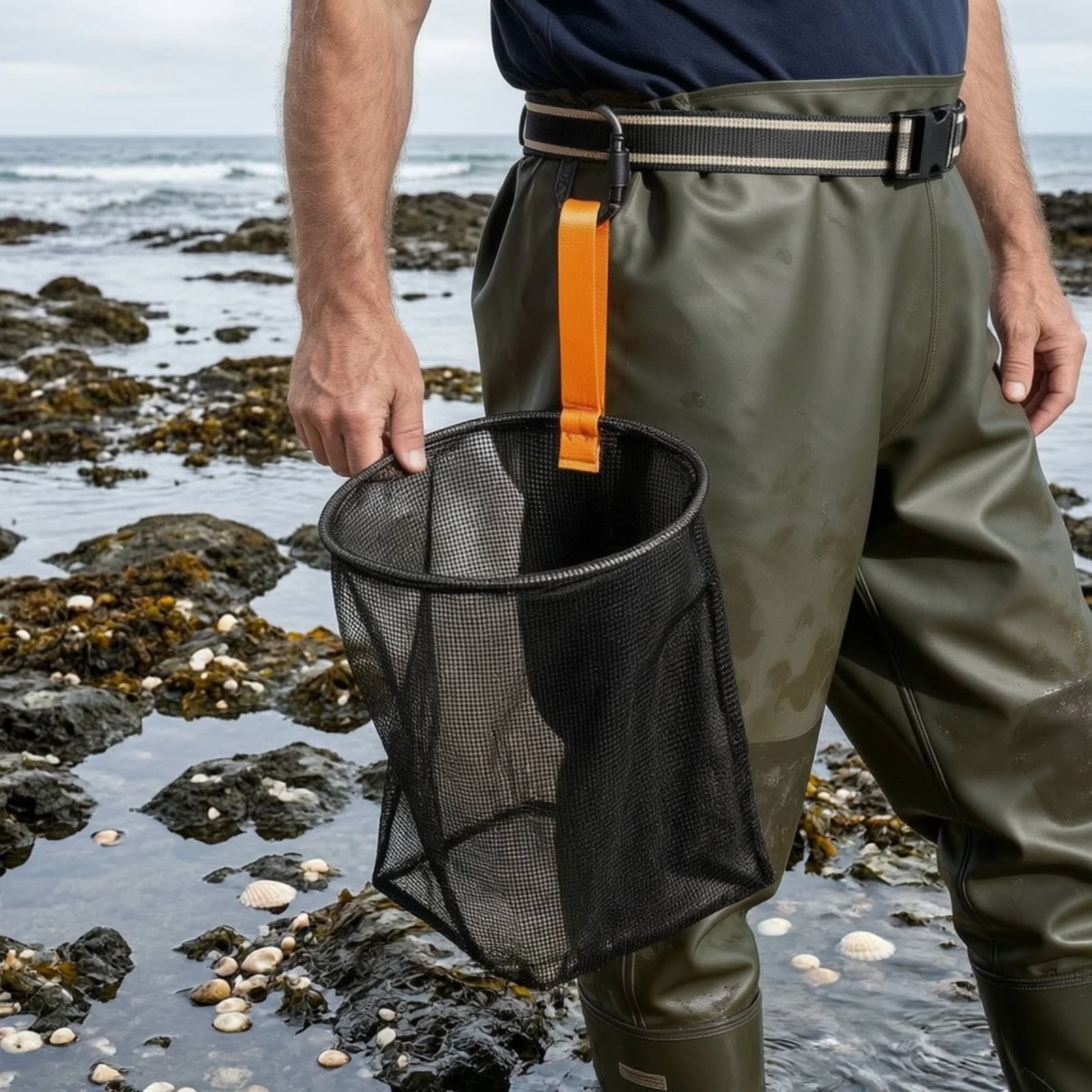 Clam Bag Lightweight Shellfish Bag Detachable Versatile for Clammers, Beachcombing, Wading