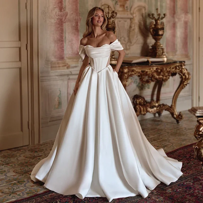 

Элегантные свадебные платья трапециевидной формы, милое свадебное платье без рукавов с карманами, вечерние свадебные платья невесты, платья de novia по индивидуальному заказу