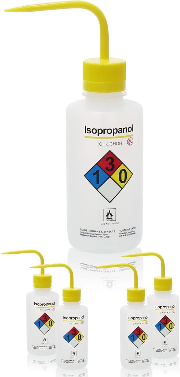 

4-Pack 500ml Self-Venting Safety Wash Bottles, LDPE, Narrow Mouth