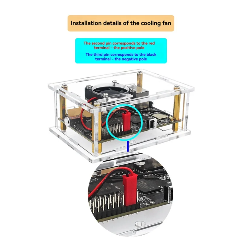 Novo! Para kickpi k2b h618 devo placa caso acrílico com ventilador de refrigeração + dissipador calor cobre puro escudo protetor transparente
