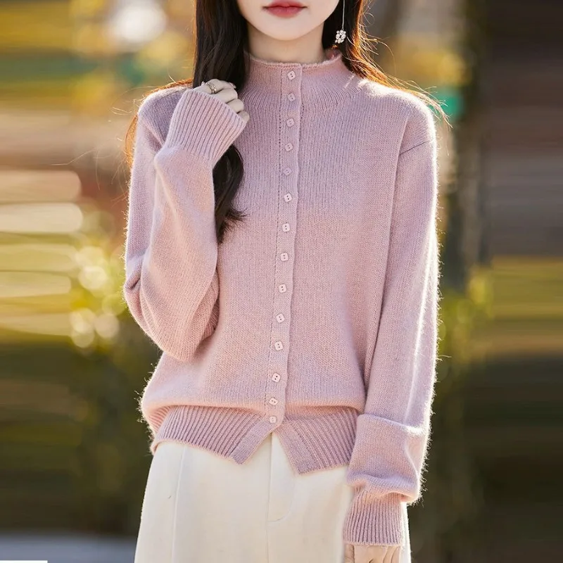 

Autumn New Design Jacquard Knitted Cardigan Sweater for Women Loose Thin Coat Cardigan