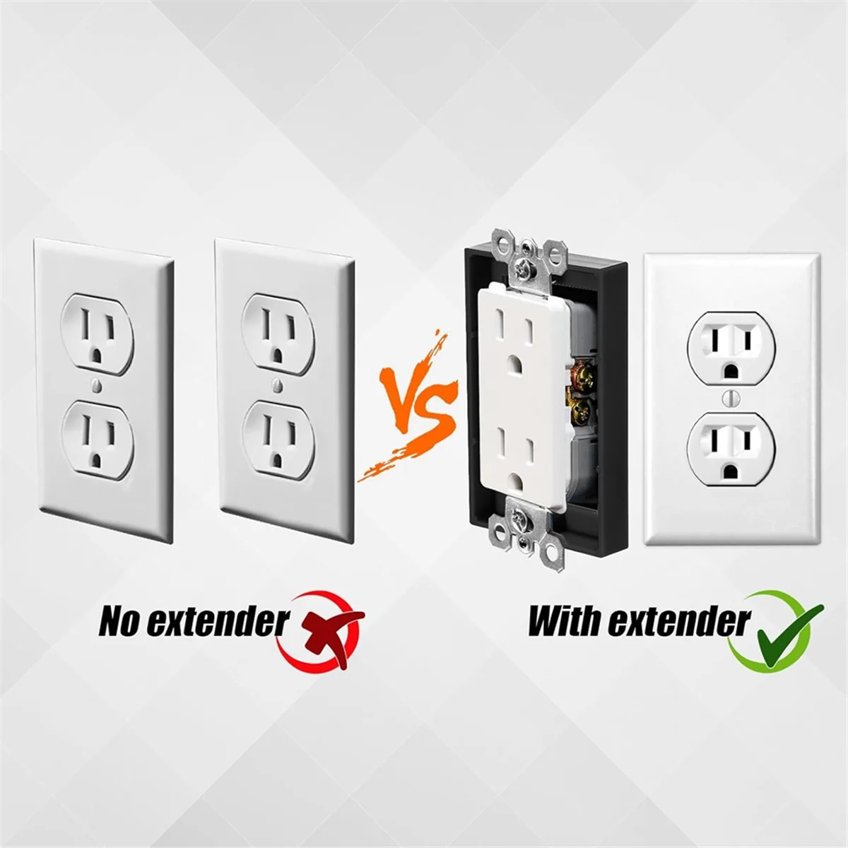 ร้อน 4 ชิ้น 1/2 นิ้ว Single Gang Outlet กล่อง Extender, ไฟฟ้า Outlet Extender Receptacle Extender Outlet Extension กล่องสีดํา