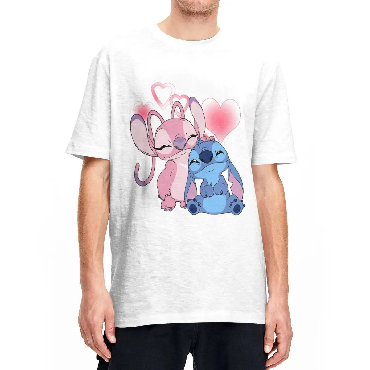 

Cute Stitch Angel Men Women's T Shirts Lilo And Stitch Aloha Funny Tee Shirt Short Sleeve T-Shirt Cotton Gift Idea Clothing