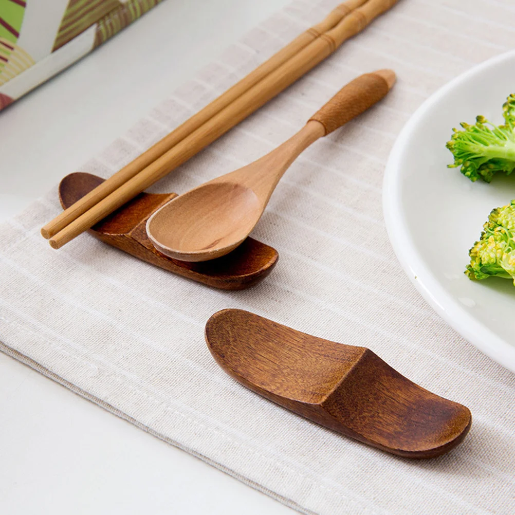 Soporte para palillos de madera Natural de estilo japonés, palillos de doble uso, cuchara, tenedor, descanso, decoración de mesa de superficie lisa