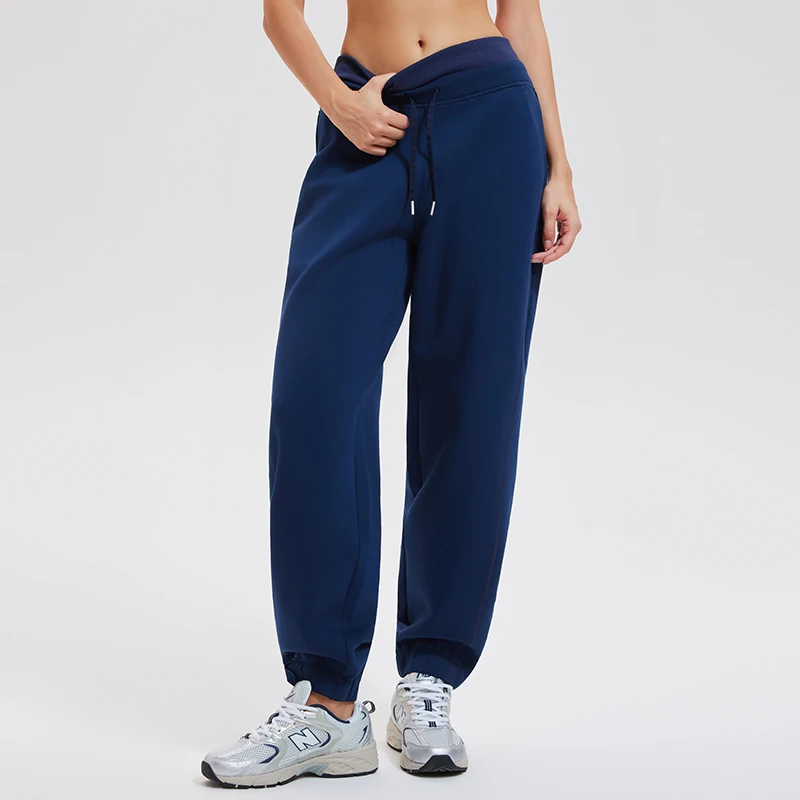 Women's Mid Waist Joggers Tapered Sweatpants Elastic Waist Closure XL Solid Ruched Loose Fit Casual Yoga Pants with Pockets