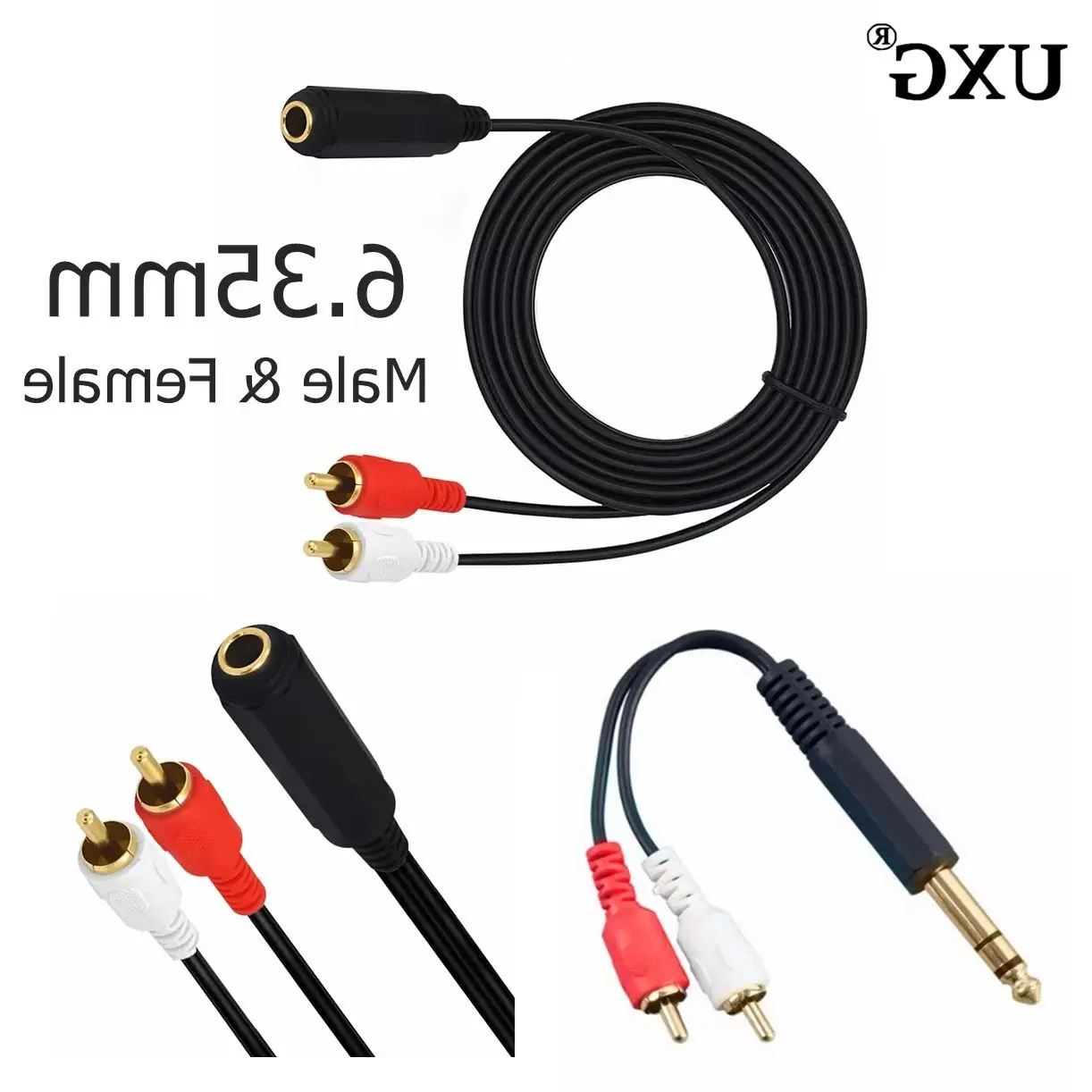 2RCA To 6.35mm 6.35 Mm Female Accessory RCA Jack Splitter Cord For HiFi Stereo Aux Cable Audio Amplifier Mixer Speaker Recorder