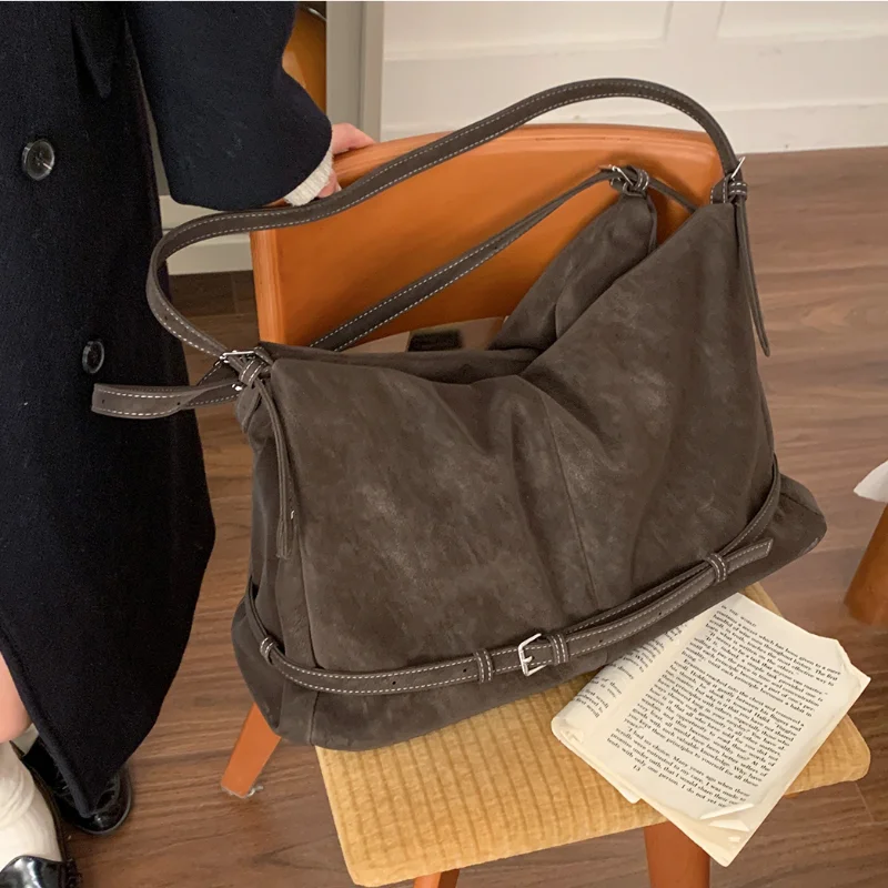 

Retro Tote Bag Motorcycle-style Hobo Bag Stylish Korean Shoulder Bag Belt Buckle Handbag Commuter Underarm Bag Bolsos De Mujer