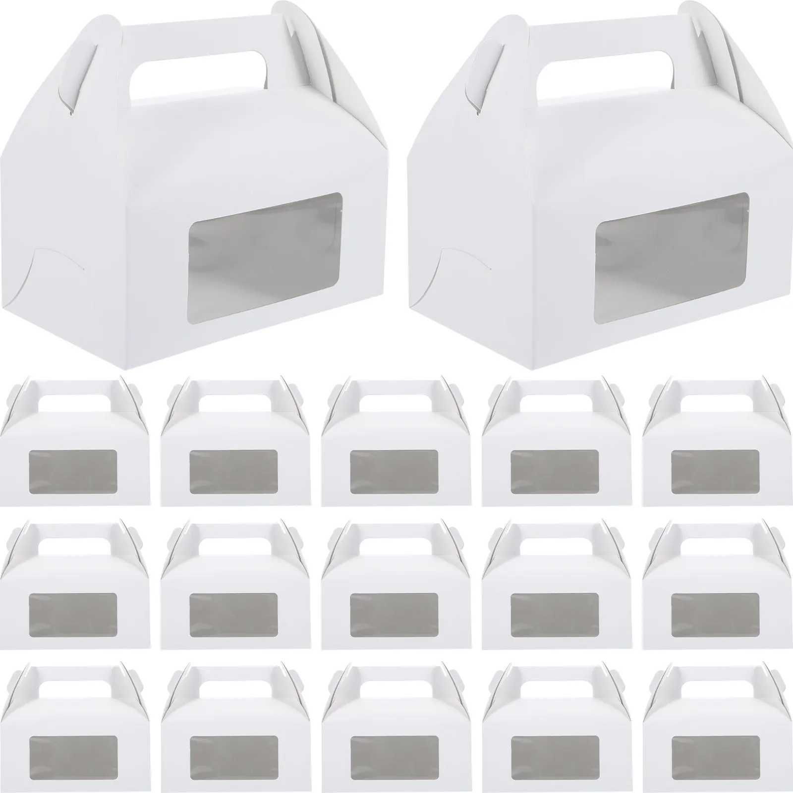 

30pcs Party Treat Gable With Window Cake Box White Bakery Packaging Dessert Container Favor Holiday Cookie Boxes Cupcake Candy