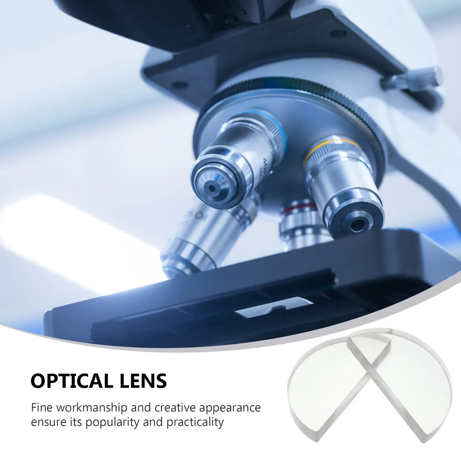 

2Pcs Physics Teaching Equipment Glass Semicircular Lens Optical Lens Precision Light Convergence Educational