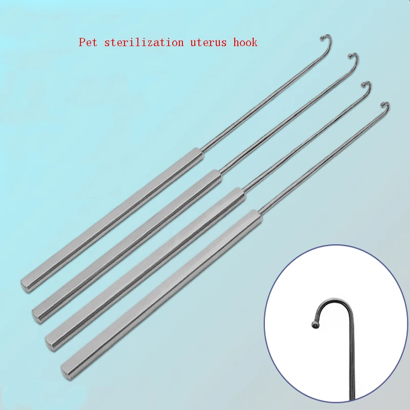 Gancho uterino para esterilização de animais de estimação, não danificado, gato e cachorro, gancho para animais, cabeça esférica, gota de água, gancho ovário, ferramenta de esterilização